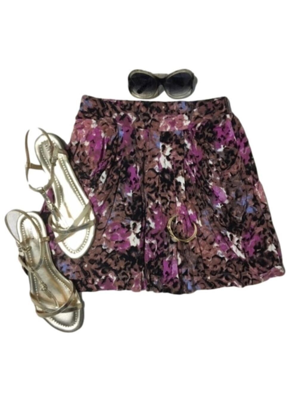 DELiA*s Abstract Floral Print Draped Mini Skirt Size small